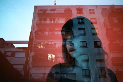 A double exposure by Louis Dazy, taken on Lomochrome Metropolis.