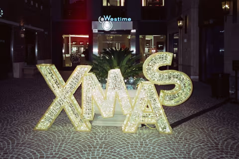 Christmas light display in Beverly Hills, California.