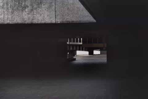 St. Magnus House and bridge over Lower Thames Street at a distance. 100/3.5 Fujinon.