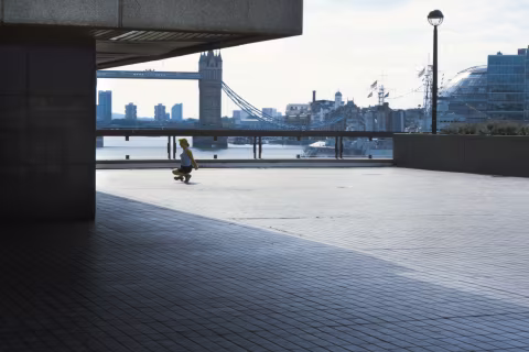 Tower Bridge in the distance. 180/5.6 Fujinon.