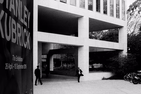 Outside the Design Museum, where Stanley Kubrick: The Exhibition took place in 2019.