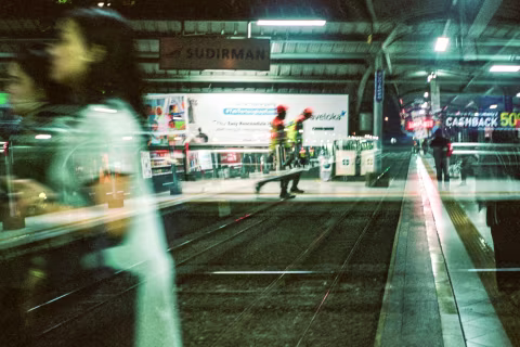 Waiting for the train. Shot on Ricoh 500 GX with Kodak Portra 400.