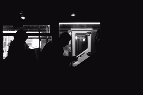 Bus silhouette. Kodak Tri-X, pushed to 1600.