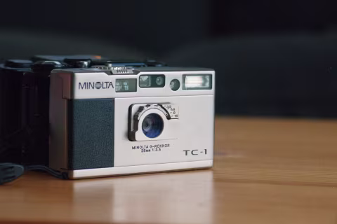 Minolta TC-1  — the smallest full-frame 35mm film camera ever made.