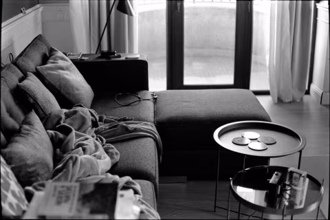 April 11, 2020. The living room where we rarely watch movies.