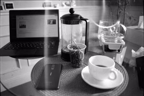 March 25, 2020. Me working after late breakfast.