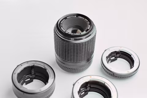 100mm SMC Pentax-M with a max aperture of 𝒇4.0 and three extension tubes for an even closer photos of tiny objects.