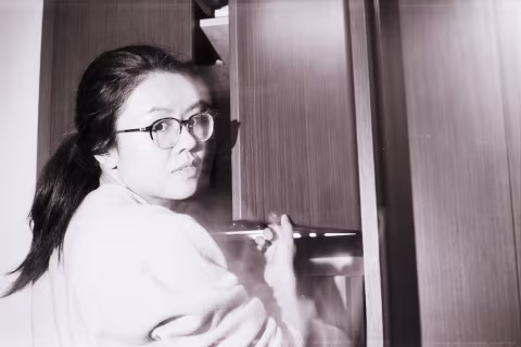 This photograph is taken via Bulb at about two to three seconds, with Ilford Delta 100 film. Though there’s visible motion blur in this image, most of the exposure was produced via a quick burst of light that “froze” the motion while adding strong contrast.