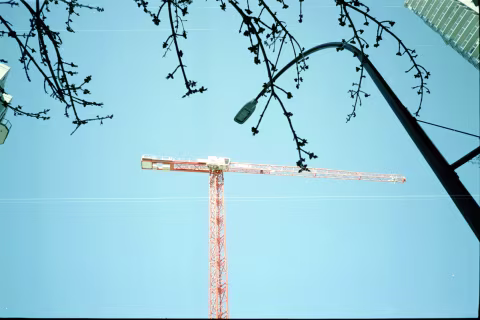 Damaged scan — CineStill 50D with Olympus PEN half-frame.