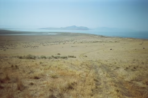 Antelope Island in the distance, Fremont Island.