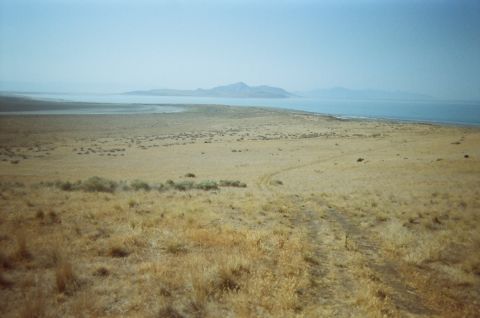 Antelope Island in the distance, Fremont Island.