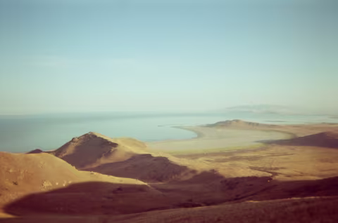 Frary Peak, Antelope Island, looking out towards White Rock Bay.