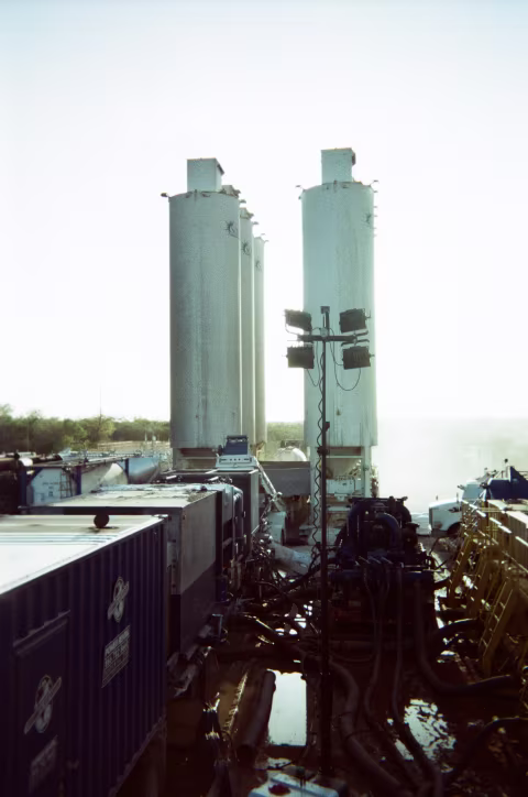 Backside, where water, sand, and chemicals meet at low pressure.
