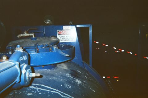 Blue Tube housing chemicals used to aid in Hydraulic Fracturing.