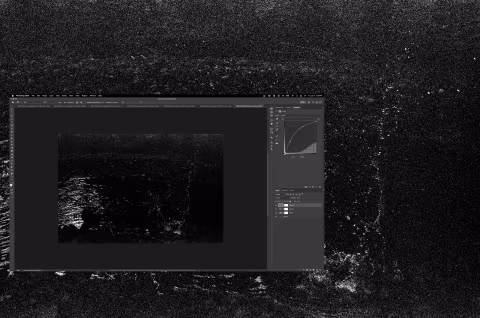 An illustration of Photoshop failing to render the noise reduction attempt in the resulting image (background) vs. the working preview (screenshot). Notice the blank space to the right of the splash in Photoshop vs in the resulting (saved) file in the background. This is a photo taken near the local creek with the shutter set to 1/4000s and a high aperture value in the deep shadowy area.