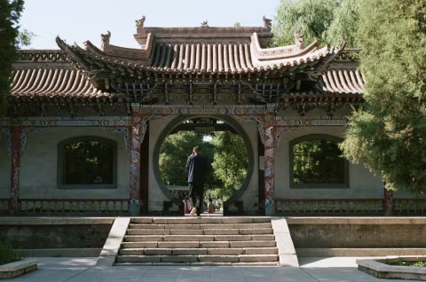 Walking through one of the many beautiful parks in China.