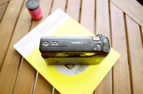 Yashica T2 top plate with all the picture-taking controls.