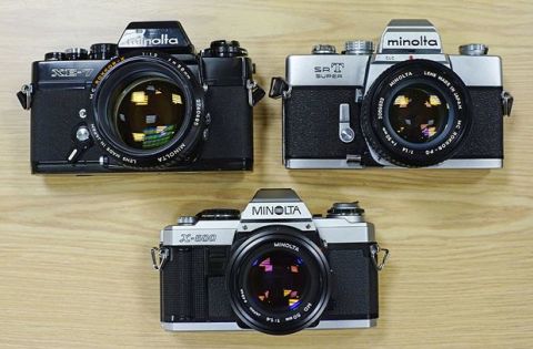 Minolta XE/XE-7 ~$75, Minolta SRT-102/SRT Super ~$80, and Minolta X-500/X-570 ~$65.