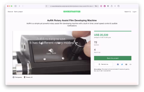 Kickstarter campaign screenshot.