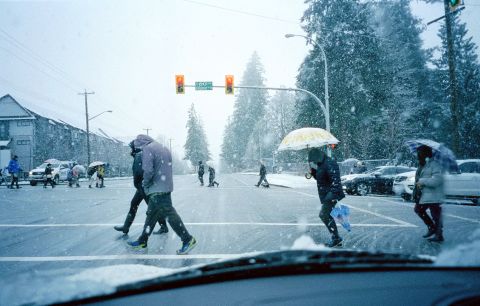 Snowstorm in Vancouver, BC. CineStill 800T @320 with Minolta TC-1.