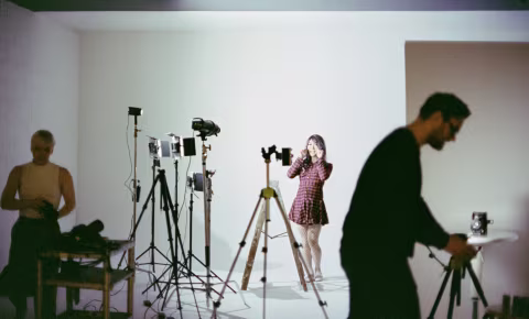 Left to right: Yvonne, Lily, and Daren. At the studio, getting ready to shoot 50 feet of film to see if we can develop it in weed, blood, and pee.