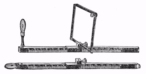 An example of a simple viewfinder device that works like gun sight to frame your subject through the metal bracket. Heinrich Keßler: Die Photographie, GJG, Berlin 1914; S.140. Wikimedia.