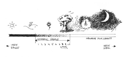 Figure 1. The dynamic range of a hypothetical negative film emulsion.