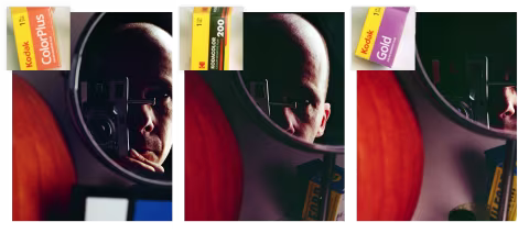Left: ColorPlus. Middle: Kodacolor 200. Right: Gold. Severe underexpousre (-2).