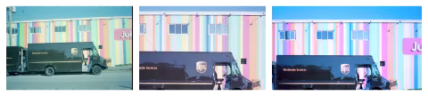The process of finishing an image (right) which involved a few attempts at cropping, perspective correction, colour correction, and a bump in vibrance to create a pastel or an “Accidentally Wes Anderson” feel.