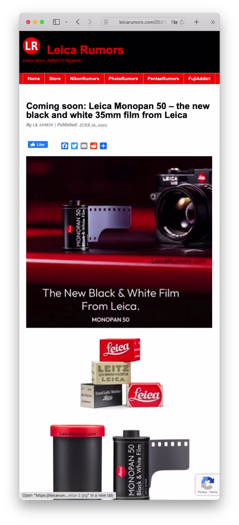 Here’s a screenshot of the Leica Rumors page with product photos.
I’m not sure I understand the box design, as there a…