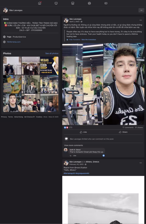 The moment Film Ferrania’s Facebook page was taken over. It is still in the possession of “Bảo Lasvegas.”