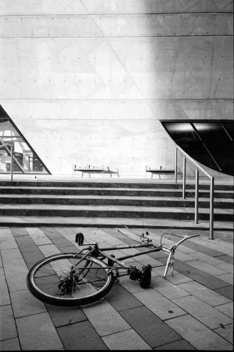 Kodak Tri-X, developed in Ilford DD-X, scanned on Pacific Image PrimeFilm XAs, inverted with film Q (no edits). Vertical image for a closer look at the grain.