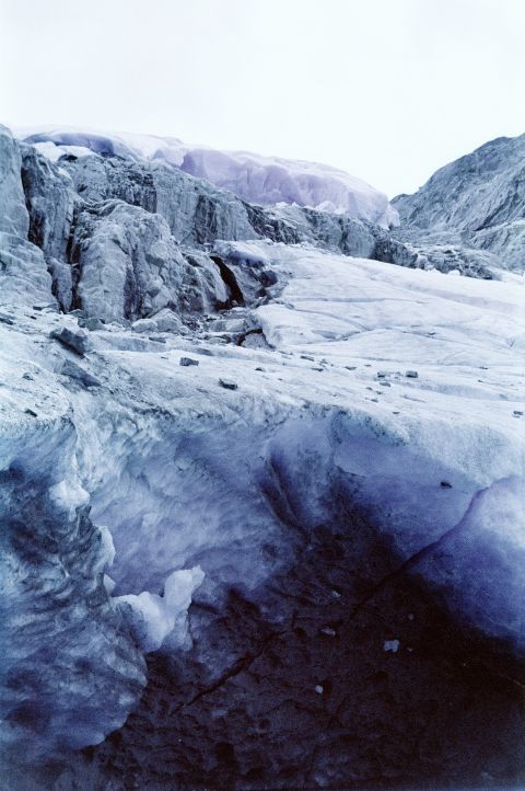 A glacier at Wedgemount lake on Kodak Aerochrome. There isn’t much IR glow to speak of here but the colours are still rather unique.