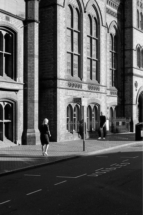 Blagrave Street, from my first roll of pushed black-and-white film. Reading, UK. Ilford HP5 pushed to 1600.