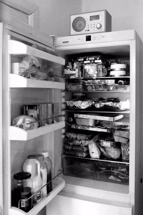 Film in the fridge, April 2020,
taken with Olympus IS3000, on Agfa APX400. Developed commercially.