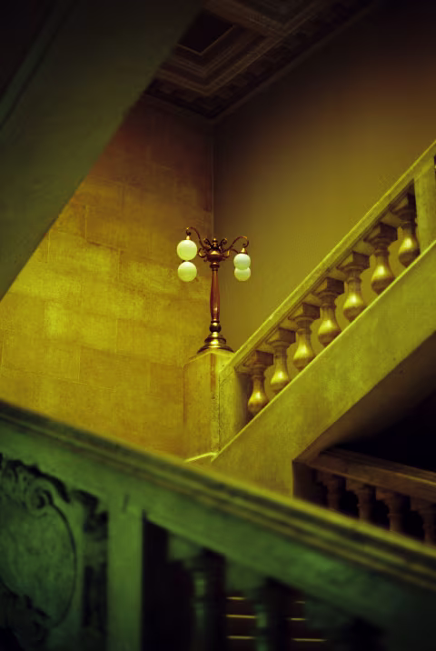 This is a detail of the main staircase of a once grand casino built by Austro-Hungary for its naval officers. The build…