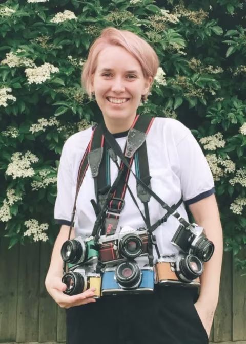 Marina Llopis  and her beloved Pentax cameras.