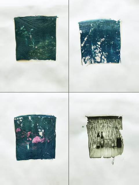 Unsuccessful emulsion lifts. The top two and the bottom left are underexposed + I could not remove the titanium dioxide layer; they appear dark and cracked up. Bottom right — I tore this photo up more than I’d hoped.