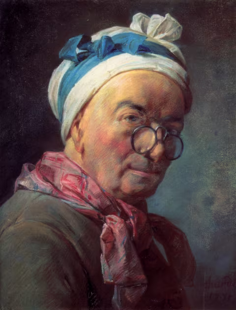 Jean-Baptiste-Siméon Chardin. Self Portrait, 1771, pastel on paper. Via Wikimedia Commons.