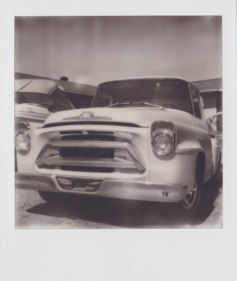 Polaroid SX-70 black and white film shows sepia tones, especially after being left in bright light for a while.