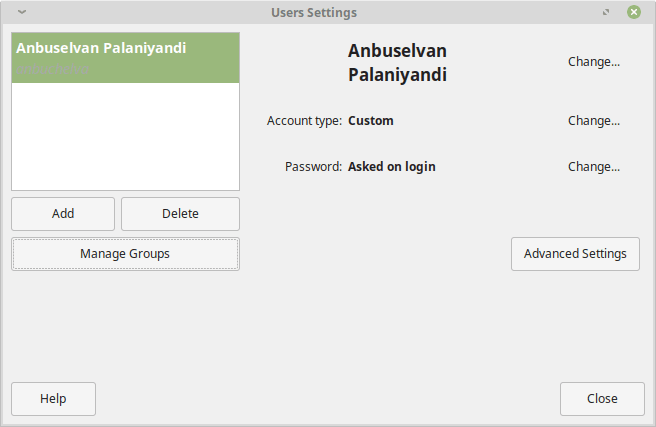 Linux Mint User Settings