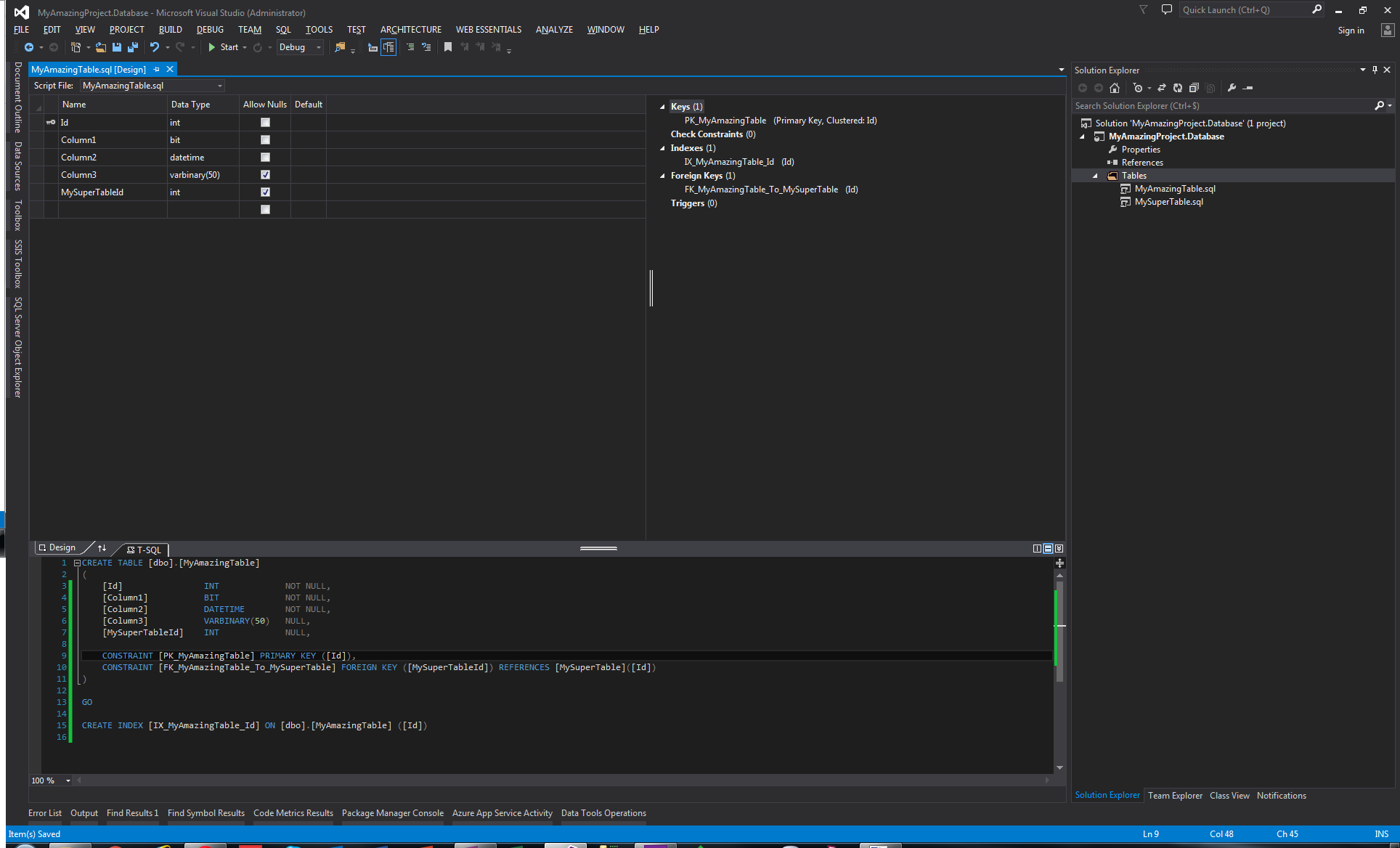 Visual Studio - Editeur de table