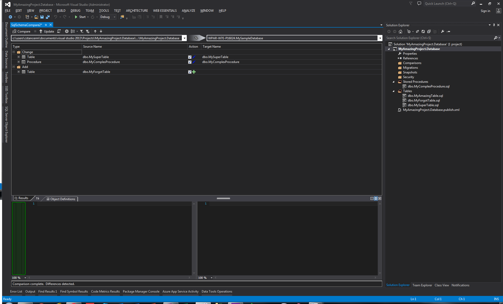 Visual Studio - Outil de comparaison de schéma