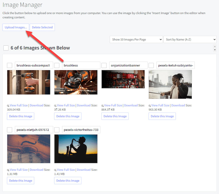 Screenshot of Google’s image manager interface with tools for image management and editing.