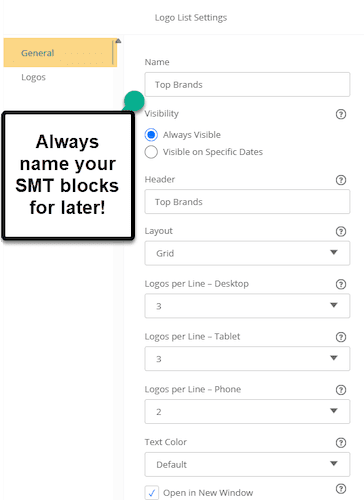 NetSuite SMT General Logo List Settings