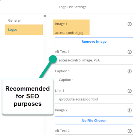 NetSuite SMT Logo List Image SEO Settings