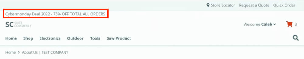 Promo Message Displayed in SuiteCommerce