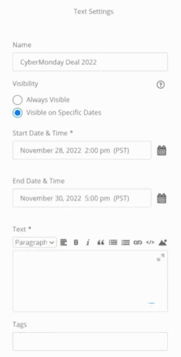 Site Management Tools Text Settings