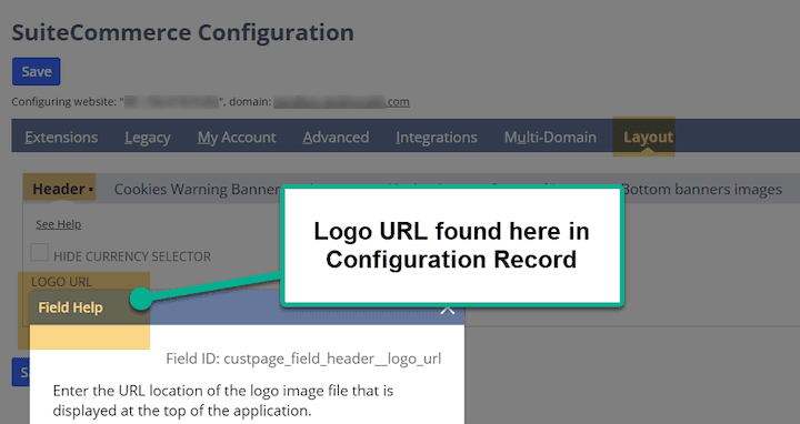 SuiteCommerce Logo Header Layout URL