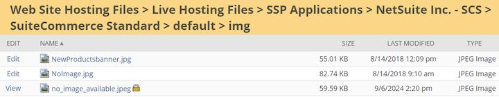 SuiteCommerce Web Site Hosting Files Image Folder